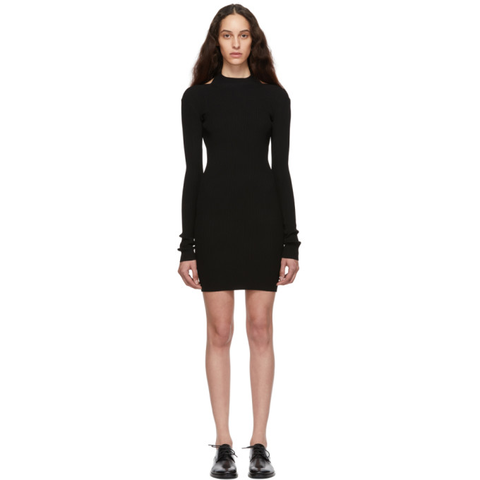 Click to view more detailed imagery on our partner's website Helmut Lang Open-Back Long-Sleeve Ribbed Dress In Black