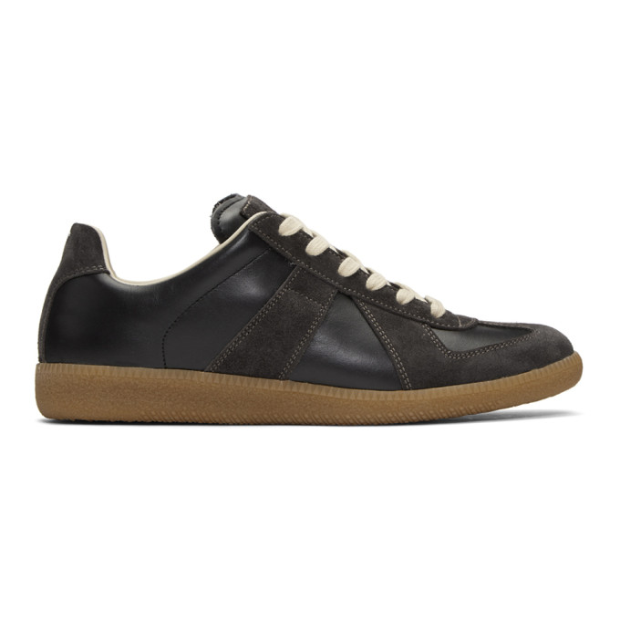 Click to view more detailed imagery on our partner's website Maison Margiela Brown Leather And Suede Replica Sneakers In Black