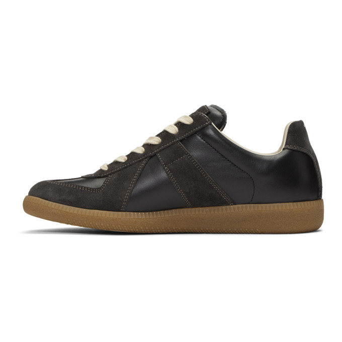 Maison Margiela Brown Leather And Suede Replica Sneakers In Black ...