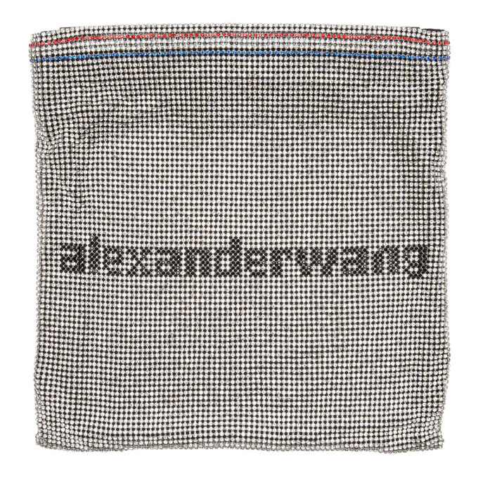 Click to view more detailed imagery on our partner's website Alexander Wang Wanglock Crystal-Embellished Leather Shoulder Bag In Silver