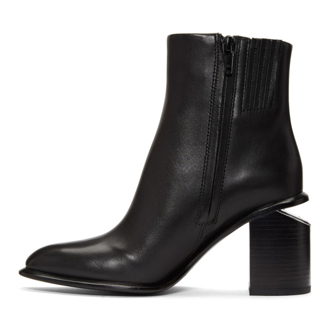 Alexander Wang Anna Block-Heel Leather Booties - Rhodium-Tone Hardware ...