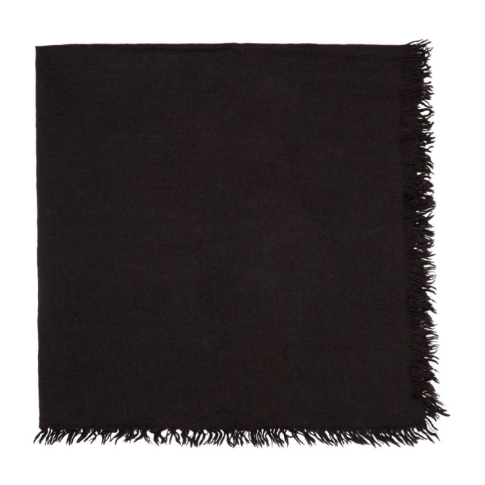 Click to view more detailed imagery on our partner's website Rick Owens Fringed Virgin Wool Blanket Scarf - Black In 09 Black