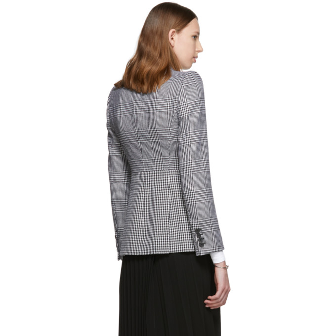 ALEXANDER MCQUEEN ALEXANDER MCQUEEN BLACK AND WHITE HOUNDSTOOTH WOOL PRINCE OF WALES BLAZER