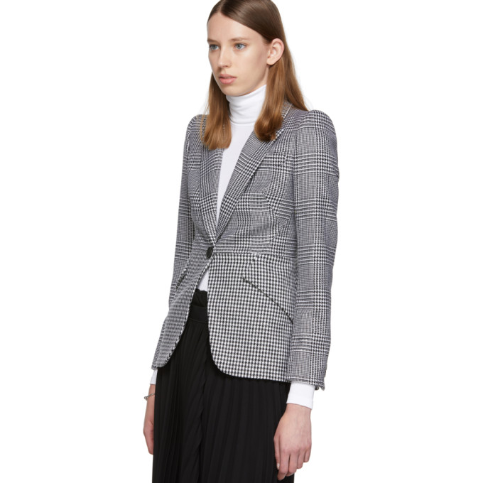 ALEXANDER MCQUEEN ALEXANDER MCQUEEN BLACK AND WHITE HOUNDSTOOTH WOOL PRINCE OF WALES BLAZER
