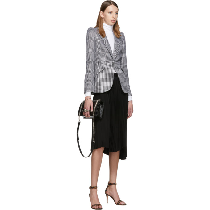 ALEXANDER MCQUEEN ALEXANDER MCQUEEN BLACK AND WHITE HOUNDSTOOTH WOOL PRINCE OF WALES BLAZER
