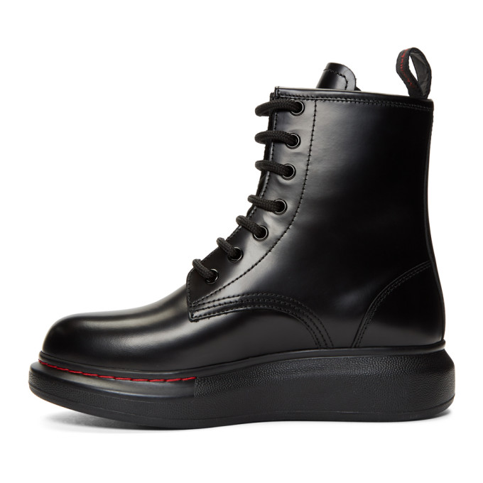 ALEXANDER MCQUEEN Black Contrast Sole Hybrid Combat Boots