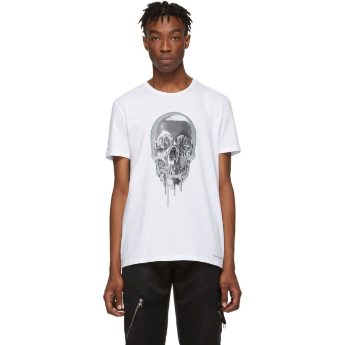 ALEXANDER MCQUEEN White Metallic Skull T-Shirt