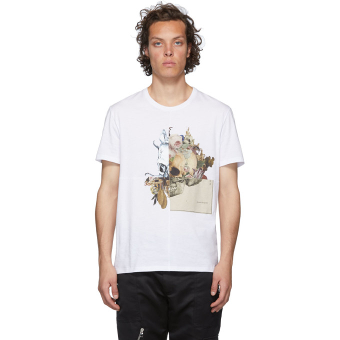 ALEXANDER MCQUEEN ALEXANDER MCQUEEN WHITE PATCHWORK SKULL T-SHIRT