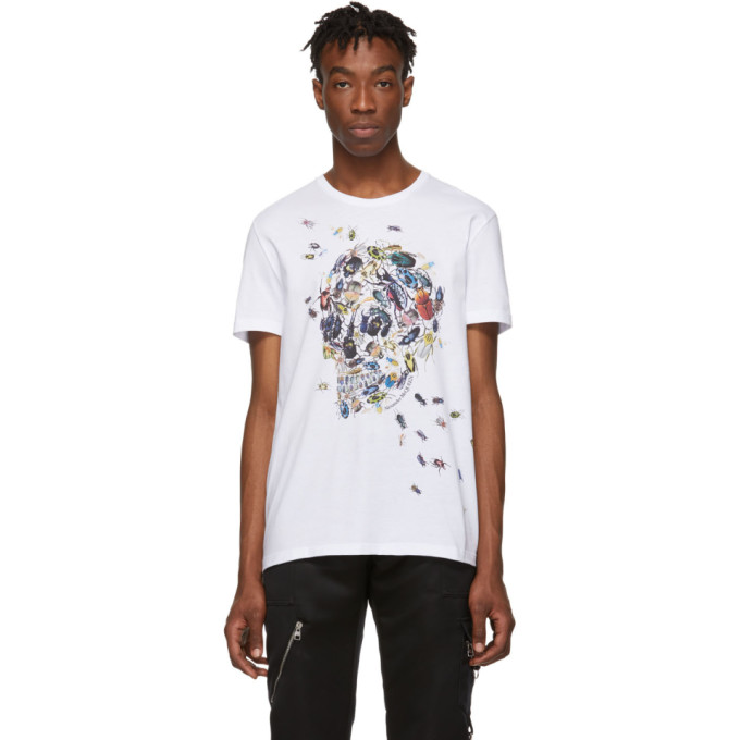 ALEXANDER MCQUEEN WHITE BEETLE SKULL T-SHIRT
