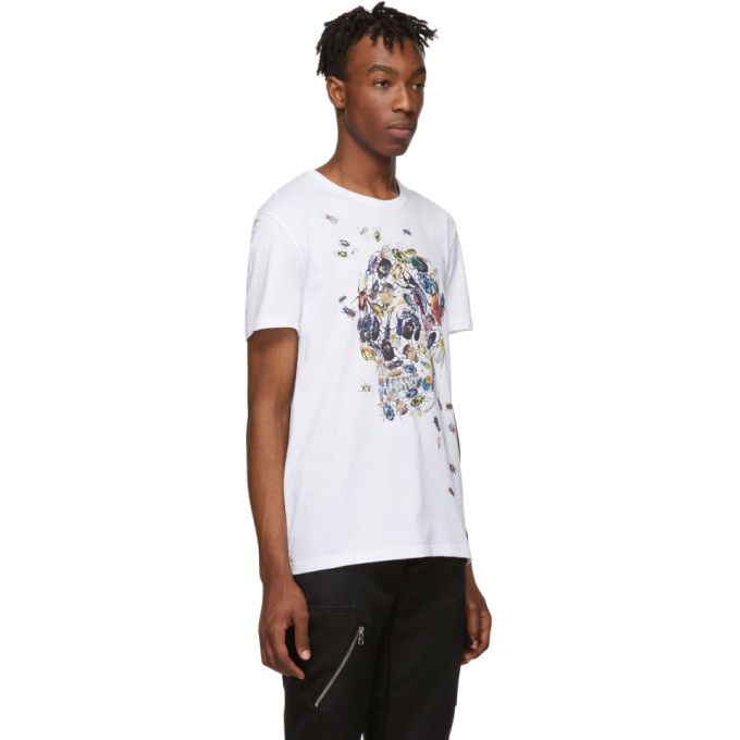 ALEXANDER MCQUEEN WHITE BEETLE SKULL T-SHIRT