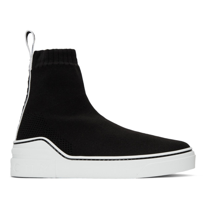 Click to view more detailed imagery on our partner's website Givenchy 20Mm George V Knit High Top Sneakers In Black