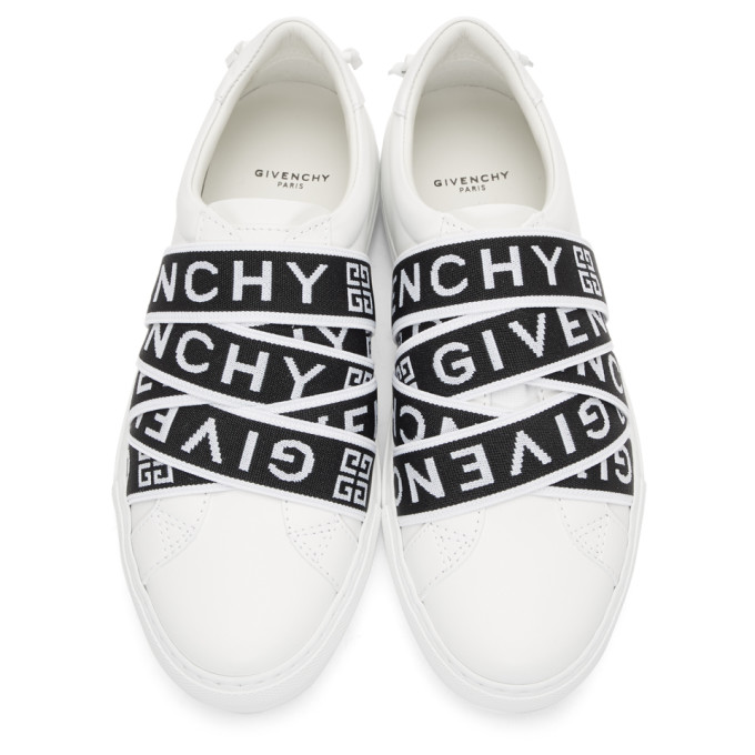 GIVENCHY WHITE & BLACK 4G WEBBING URBAN STREET SNEAKERS