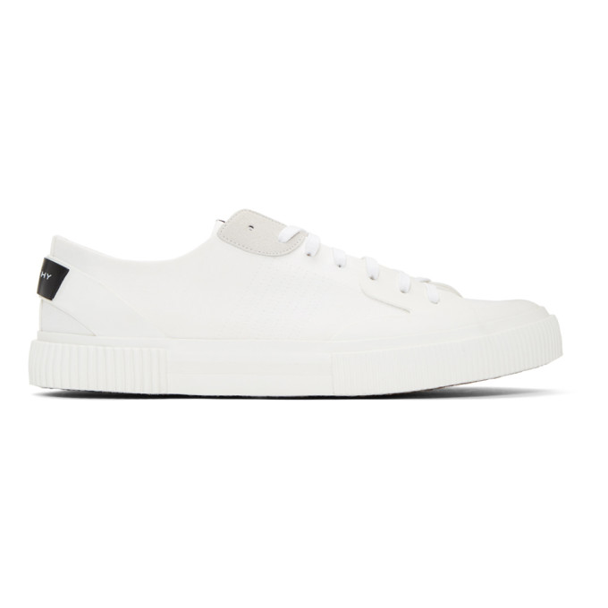 Click to view more detailed imagery on our partner's website Givenchy Logo-Print Rubber And Suede-Trimmed Leather Sneakers In White