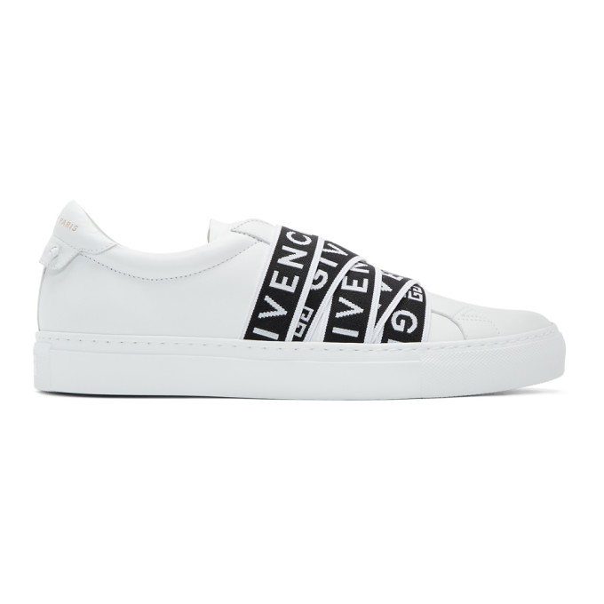 GIVENCHY GIVENCHY WHITE AND BLACK 4G WEBBING URBAN STREET SNEAKERS