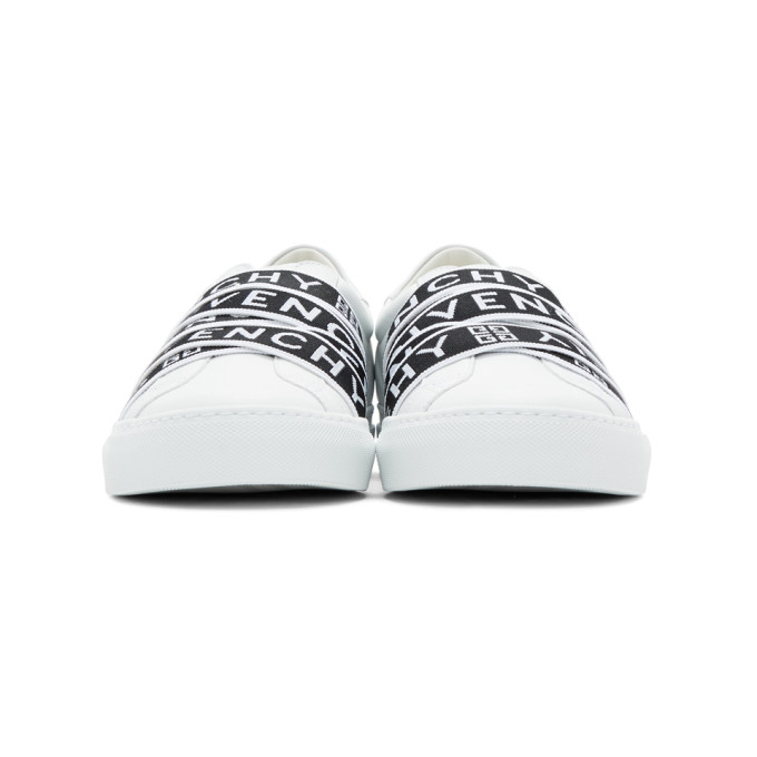 GIVENCHY GIVENCHY WHITE AND BLACK 4G WEBBING URBAN STREET SNEAKERS