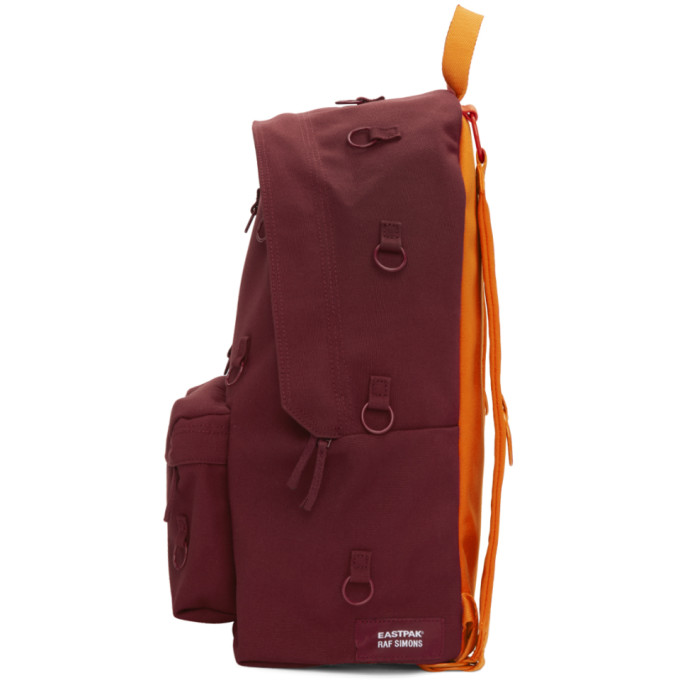 RAF SIMONS RAF SIMONS BURGUNDY AND ORANGE EASTPAK EDITION PADDED LOOP BACKPACK