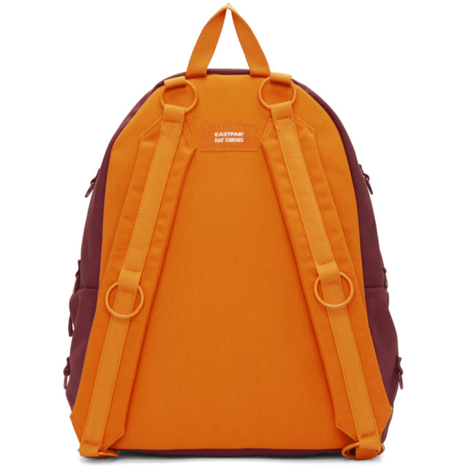 RAF SIMONS RAF SIMONS BURGUNDY AND ORANGE EASTPAK EDITION PADDED LOOP BACKPACK