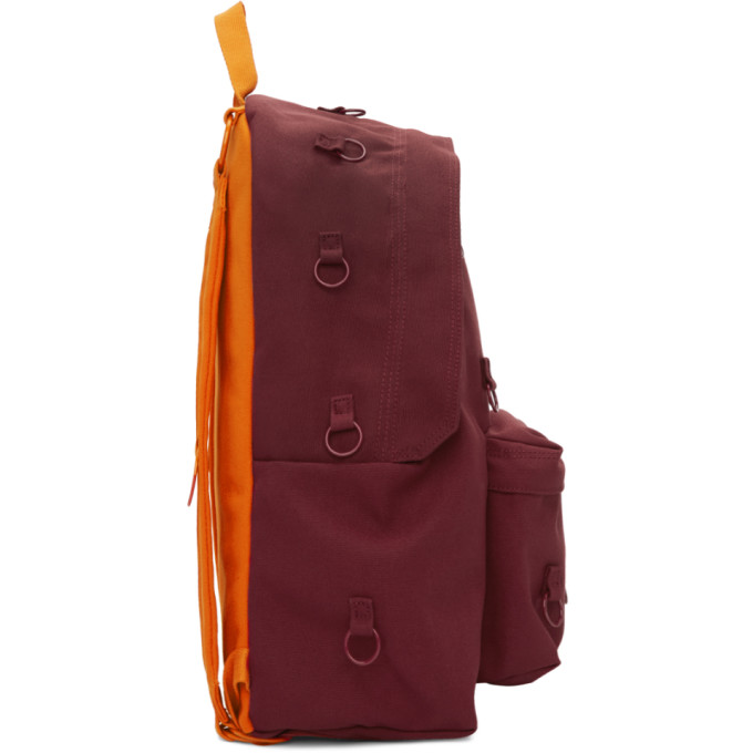 RAF SIMONS RAF SIMONS BURGUNDY AND ORANGE EASTPAK EDITION PADDED LOOP BACKPACK