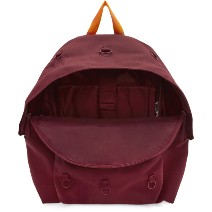 RAF SIMONS RAF SIMONS BURGUNDY AND ORANGE EASTPAK EDITION PADDED LOOP BACKPACK