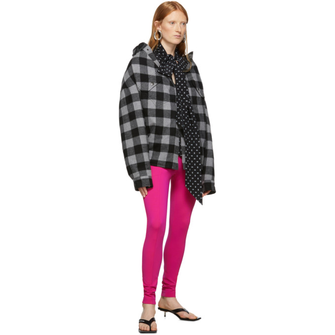 BALENCIAGA BALENCIAGA GREY AND BLACK CHECK FLANNEL SWING CANADIAN JACKET