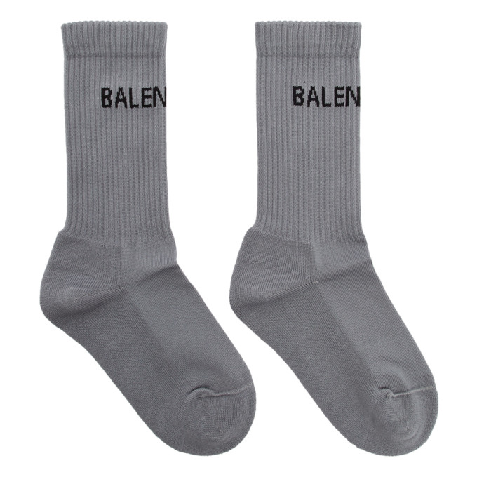 Balenciaga Grey New Logo Socks In 1460 Lead/b