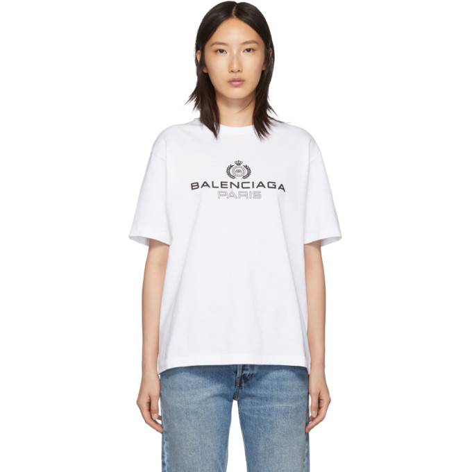 balenciaga white logo t shirt