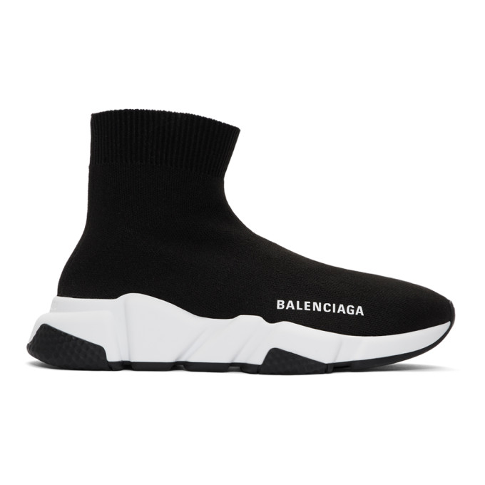 BALENCIAGA BALENCIAGA BLACK AND WHITE SPEED SNEAKERS