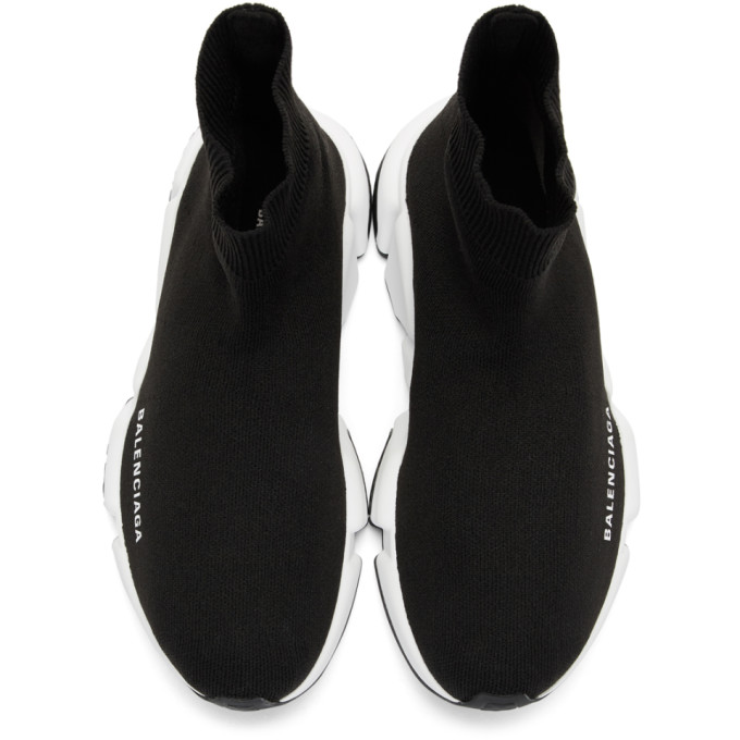 BALENCIAGA BALENCIAGA BLACK AND WHITE SPEED SNEAKERS