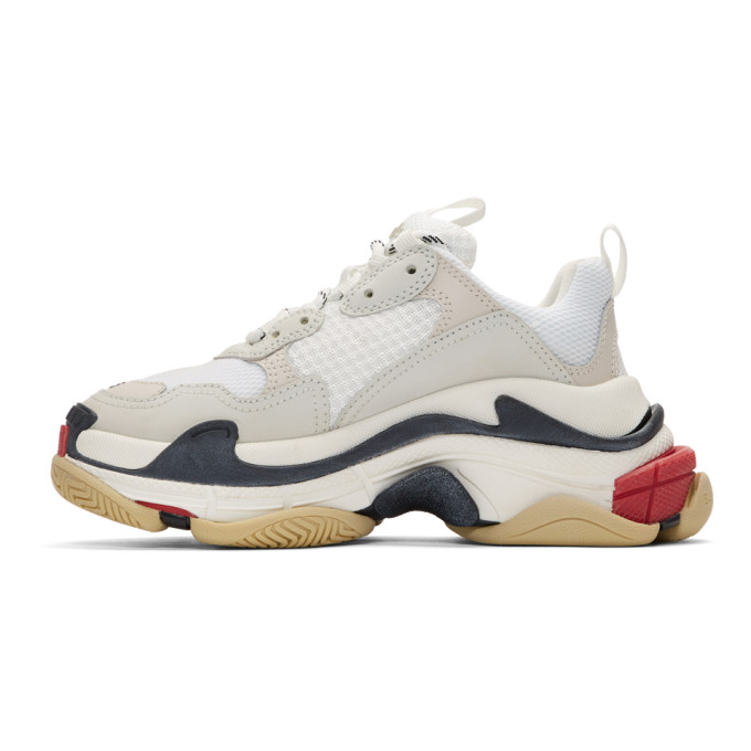 BALENCIAGA White & Grey Triple S Sneakers