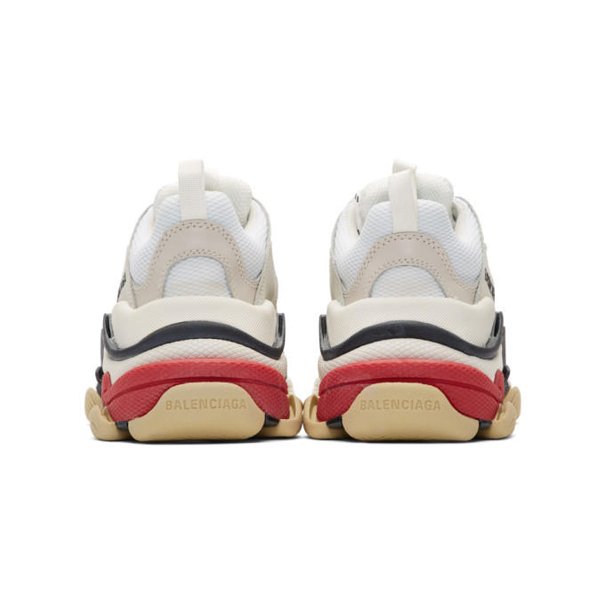 BALENCIAGA White & Grey Triple S Sneakers