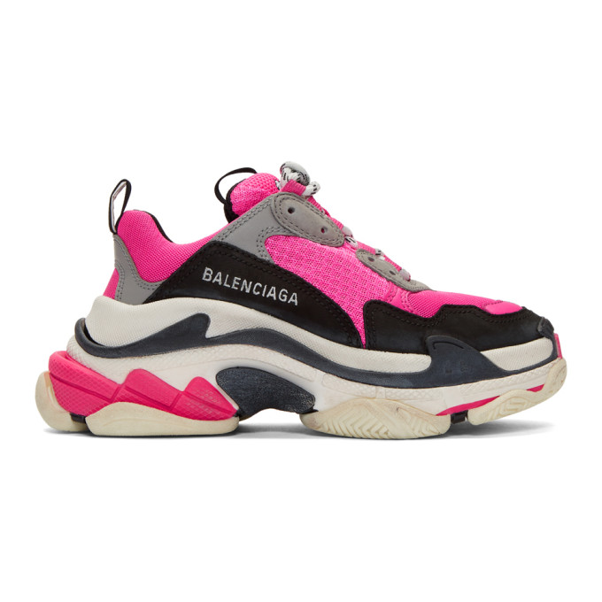 Click to view more detailed imagery on our partner's website Balenciaga 'triple S' Stack Midsole Mesh Sneakers In Pink Comb