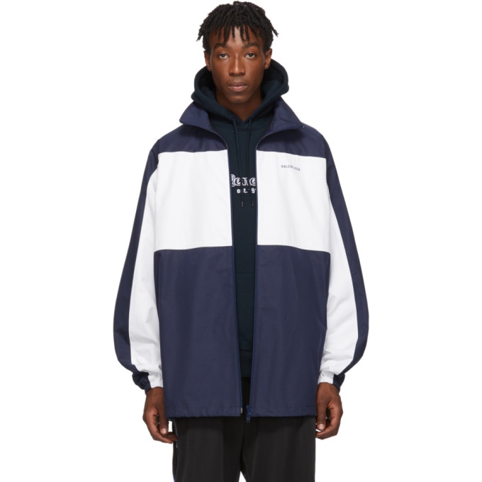 balenciaga colorblocked cotton oversized track jacket