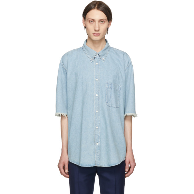 BALENCIAGA BALENCIAGA BLUE DENIM LOGO SHIRT