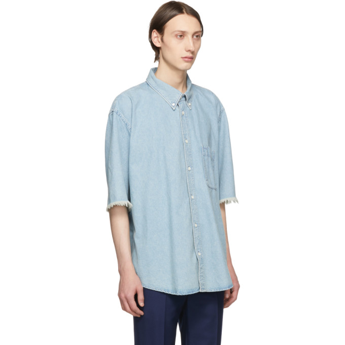 BALENCIAGA BALENCIAGA BLUE DENIM LOGO SHIRT