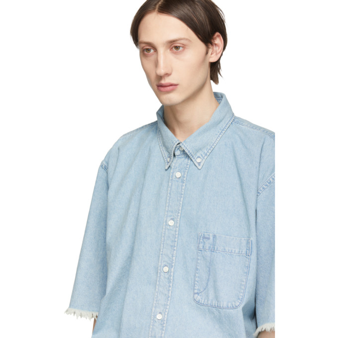 BALENCIAGA BALENCIAGA BLUE DENIM LOGO SHIRT