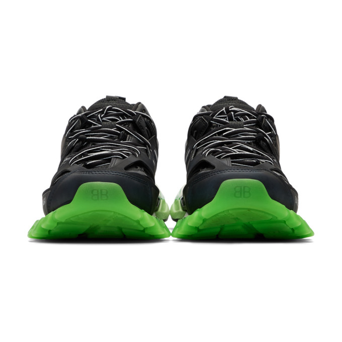 BALENCIAGA BLACK & GREEN GLOW-IN-THE-DARK TRACK SNEAKERS