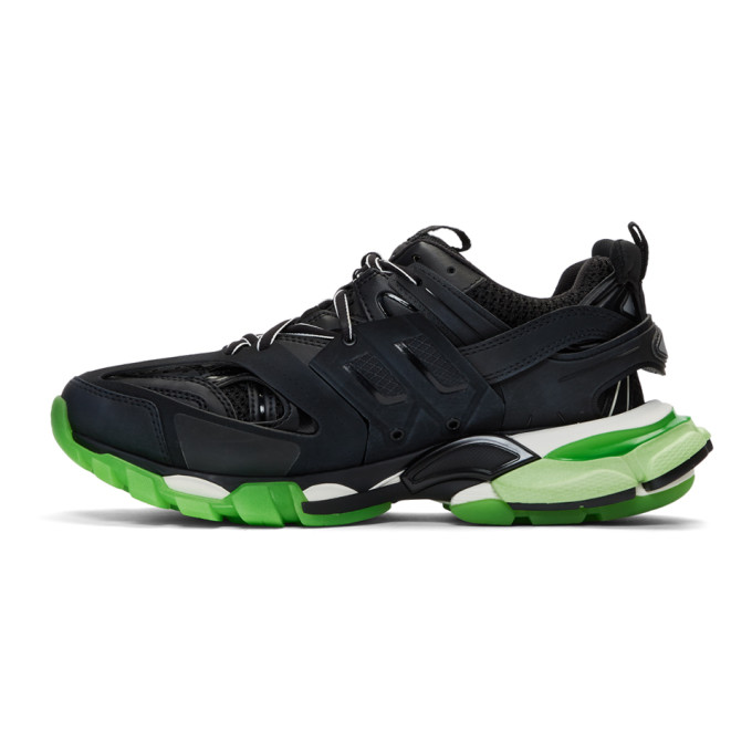 BALENCIAGA BLACK & GREEN GLOW-IN-THE-DARK TRACK SNEAKERS