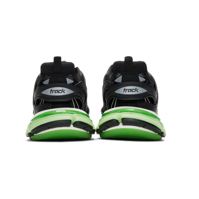 BALENCIAGA BLACK & GREEN GLOW-IN-THE-DARK TRACK SNEAKERS