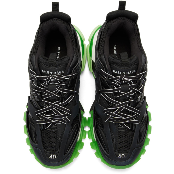 BALENCIAGA BLACK & GREEN GLOW-IN-THE-DARK TRACK SNEAKERS