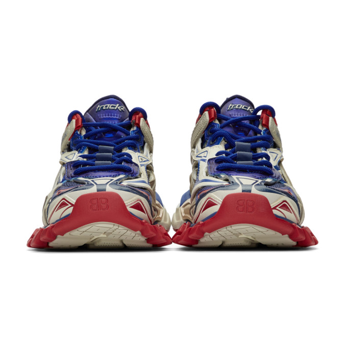 BALENCIAGA BALENCIAGA BEIGE AND BLUE TRACK 2 SNEAKERS