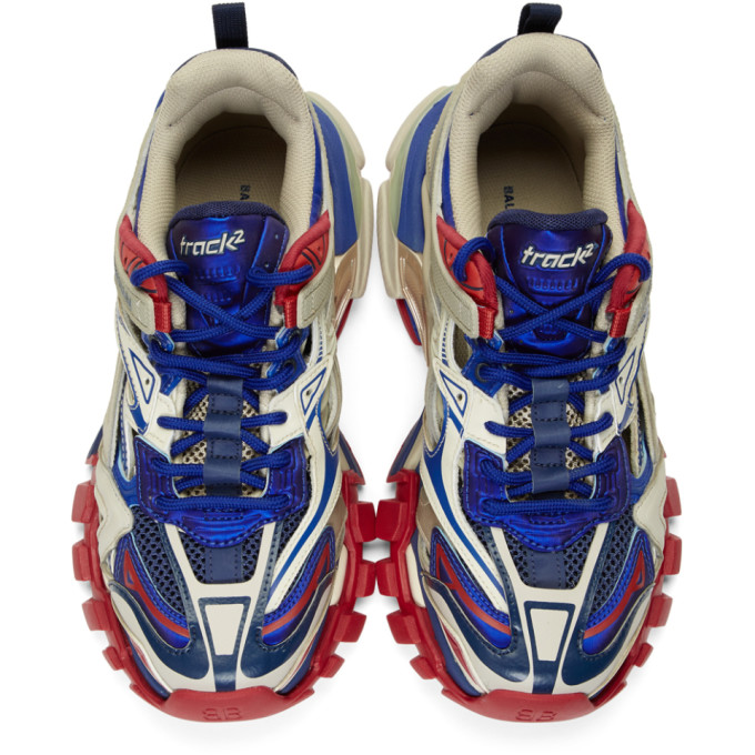 BALENCIAGA BALENCIAGA BEIGE AND BLUE TRACK 2 SNEAKERS