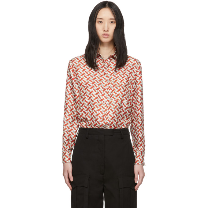 BURBERRY Red Silk Monogram Godwit Shirt