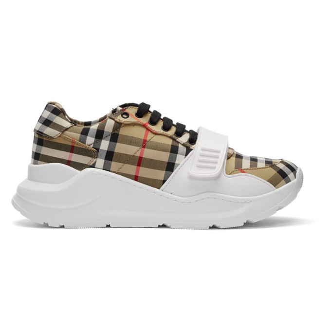 BURBERRY BURBERRY BEIGE CHECK REGIS SNEAKERS