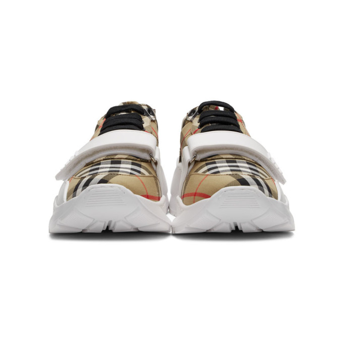 BURBERRY BURBERRY BEIGE CHECK REGIS SNEAKERS
