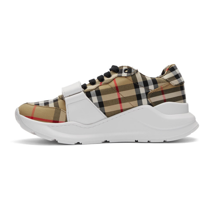 BURBERRY BURBERRY BEIGE CHECK REGIS SNEAKERS