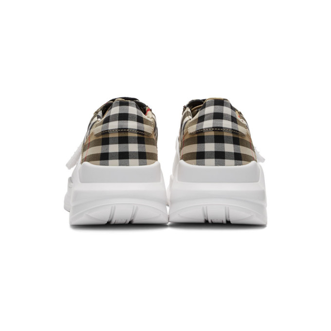 BURBERRY BURBERRY BEIGE CHECK REGIS SNEAKERS