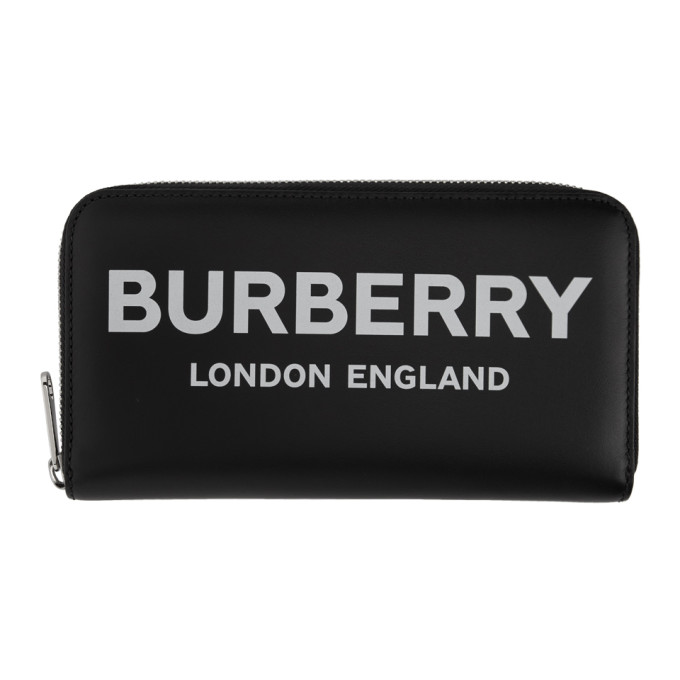 BURBERRY BURBERRY BLACK LOGO ZIP CONTINENTAL WALLET