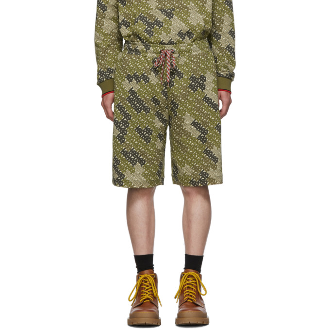 BURBERRY BURBERRY KHAKI MONOGRAM SHORTS