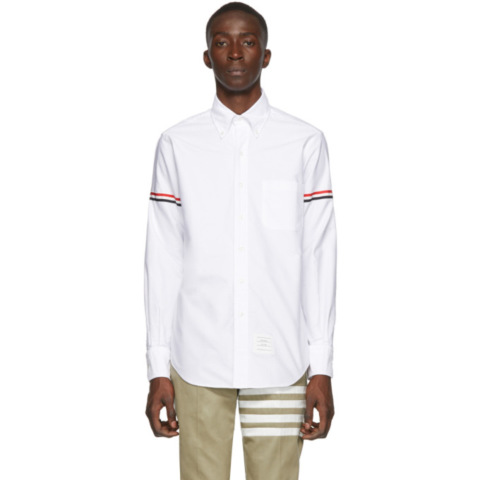 THOM BROWNE White Classic Point Collar Armband Shirt
