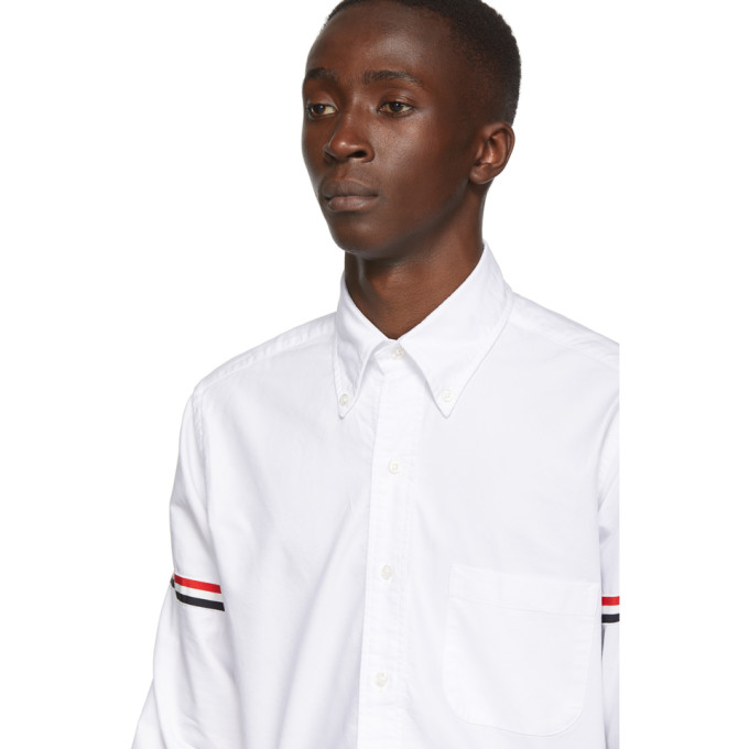THOM BROWNE White Classic Point Collar Armband Shirt
